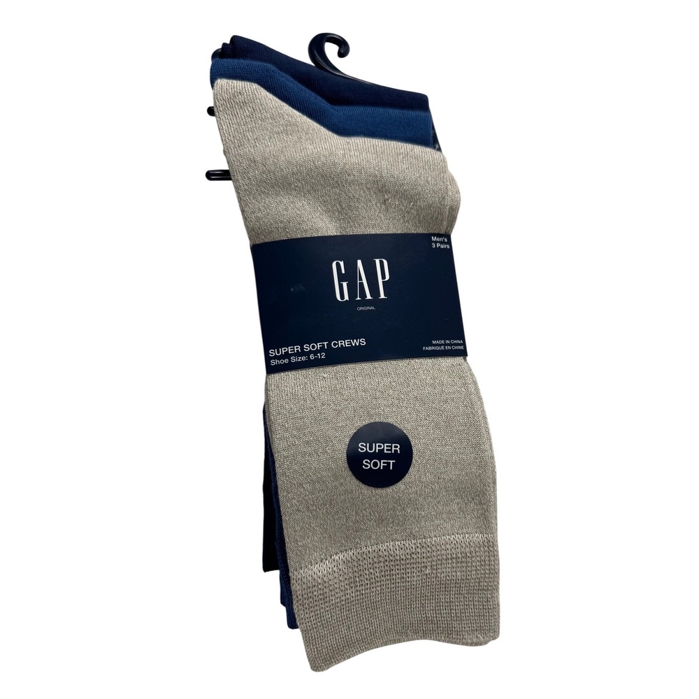 Gap Mens Super Soft Dress Crew‎ Socks 3 Pairs Shoe Size 6-12